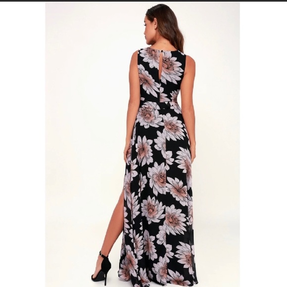 NWT! LULUS SERENE DREAMS BLACK FLORAL MAXI DRESS - Picture 3 of 10